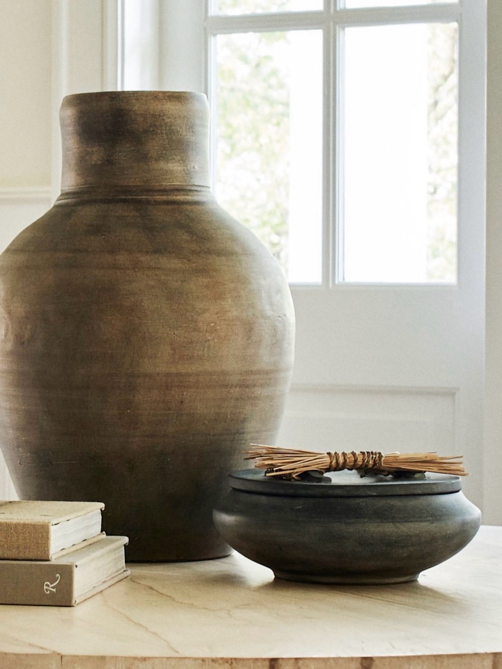 Anthropologie White Stoneware Lidded Decorative Jar - Picture 4 of 8